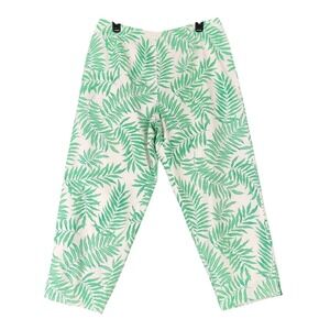 Talbots Vintage 90s Leaf Print Pants Women 14 Pull On Cropped Resort Travel